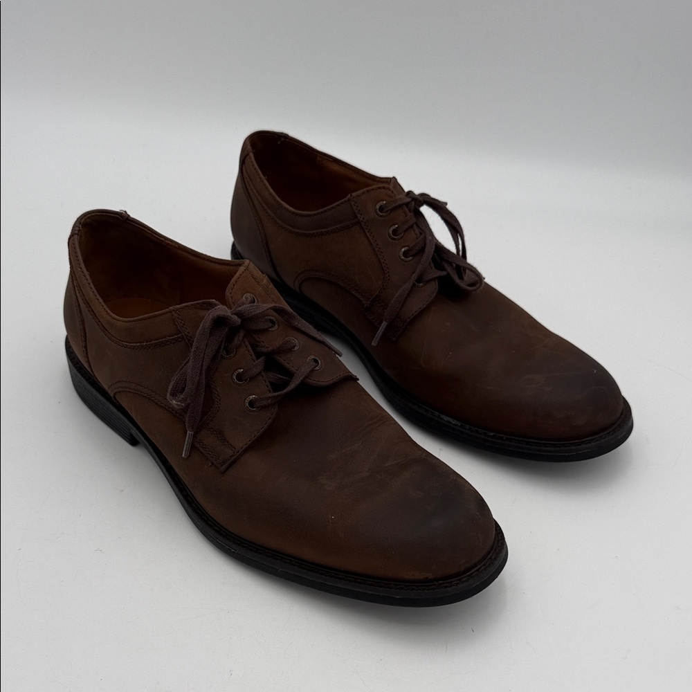 Johnston & Murphy Dark Brown Leather Oxfords Mens 10.5M casual office retro Y2K